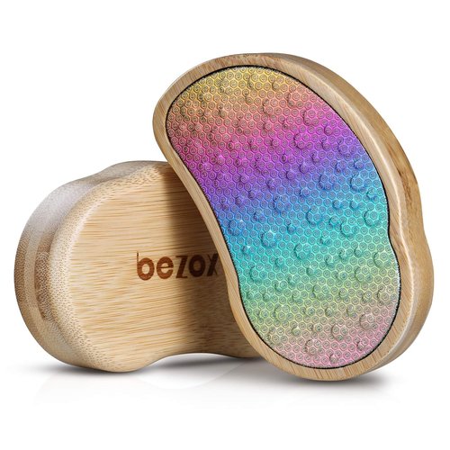 BEZOX Stainless Steel Pedi Egg Foot File Callus Remover for Dry and Wet Feet, Smooth Rough Skin, Plastic-Free Pedicure Tool Pumice Stone, Washable Foot Scrubber for Cracked Heels - Rainbow