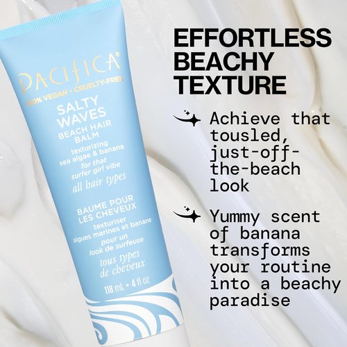 Pacifica Salty Waves Beach Hair Balm - Texturizing Formula for Effortless Beachy Waves | 4 oz
