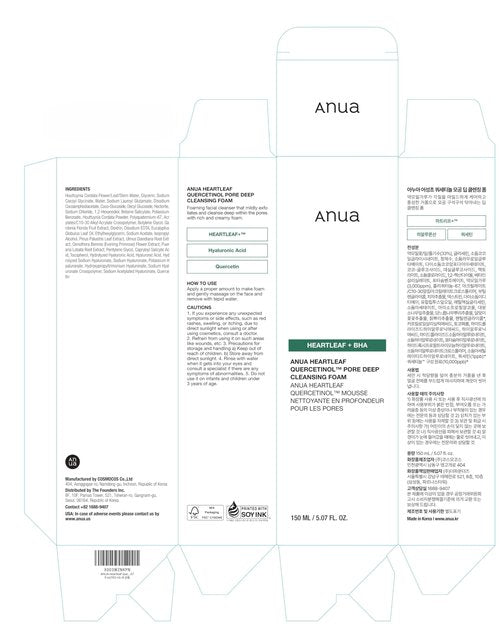 Anua Heartleaf Quercetinol Pore Deep Cleansing Foam, Face wash for Pore Refining Cleanser, Hydrating Daily Facial Cleanser For Double Cleansing, Gentle Foaming with BHA, Korean Skincare, 5.07 fl.oz
