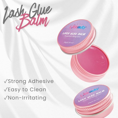 Libeauty Lash Lift Glue Balm Eyelash Perm Glue Wax for Professional Lash Lifting and Brow Lamination, Strong Stickiness and Non-Drying for Easy Adjustment, Water Soluble Lash Adhesive 10g (Pink Peach)