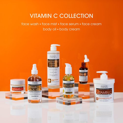 Advanced Clinicals Gentle Vitamin C Face Wash For Women & Men | Citrus Scented Gel Facial Cleanser Soap | Aloe Vera + Ferulic Acid Hydrating Foaming Wash For Cleansing Dirt & Oil, Large 11.75 Fl Oz