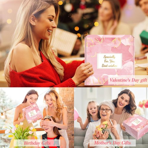 Gifts for Women Self Care Gifts Get Well Soon Gifts, Rose Relaxation Spa Gift Basket Sets with Luxury Flannel Blanket, Unique Mothers Day Mom Gifts Basket for Mom Wife Grandma Sister Friend