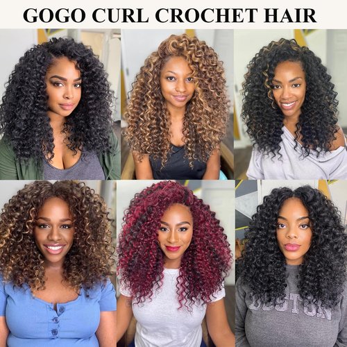 GoGo Curl Crochet Hair for Women 12 Inch Curly Crochet Hair Water Wave Curly Crochet Braids for Women 7 Packs Ombre Brown Deep Wave Braiding Hair Extensions (12 Inch, 1B/4/30)