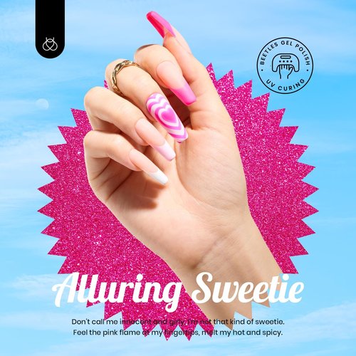 Beetles Pink Gel Polish Set Spring 20 Colors Hot Pink Alluring Sweetie Collection Nude Purple Glitter Red Uv Gel Manicure Kit with Base Glossy and Glitter Top Coat Gifts for Women