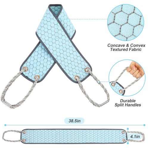 dodiff Exfoliating Back Scrubber for Shower, 38 Inches Back Washer with Handles, Exfoliating Washcloth Body Exfoliator Bath Tool to Scrub Your Body Deeply for Men & Women Exfoliation (Blue)