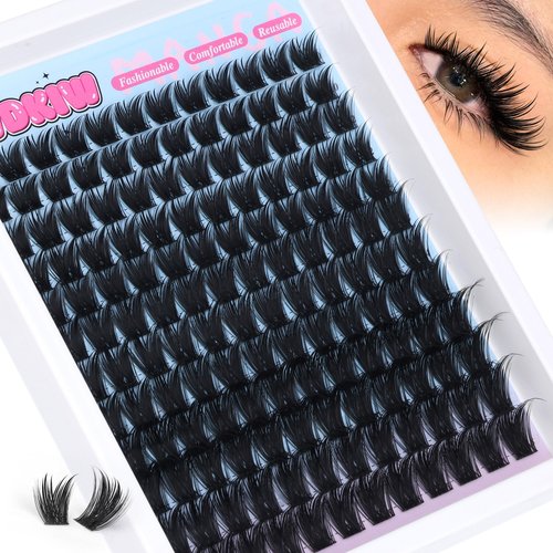 PVDKIW Volume Lash Clusters Wispy Eyelash Clusters C Curl Cluster Eyelash Extensions 10-18MM DIY Lash Extension 144Pcs Reusable False Eyelashes
