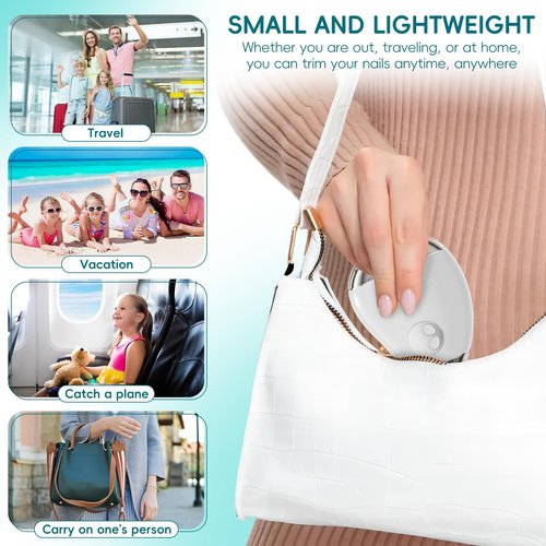 4-in-1 Electric Nail Clipper with LED Light & Nail File, Automatic 3 Speeds LCD Digital Display, Nail Clip Storage, USB Rechargeable Safety Fingernail Trimmer for Baby, Kids, Seniors (White)