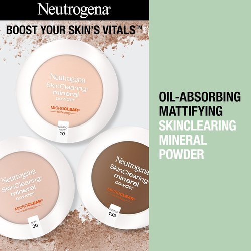 Neutrogena SkinClearing Pressed Mineral Powder - Oil-Absorbing Acne Makeup with Salicylic Acid | Buff 30, 0.38 oz