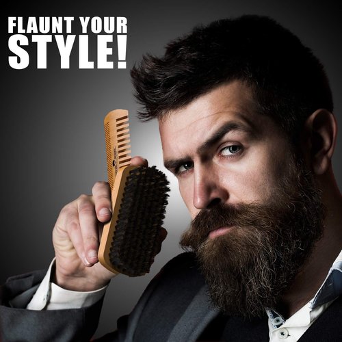 Beard Brush, Beard Comb, Beard Oil, & Beard Balm Grooming Kit for Men's Care, Travel Facial Hair Set for Growth, Styling, Shine & Softness, Great Gifts for Him, Fathers Day, Dad Gifts