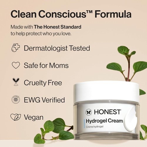 Honest Beauty Mini Hydrogel Cream - Lightweight Moisturizing Water Cream with Hyaluronic Acid | Fragrance-Free, Vegan | Travel Size, 0.57 fl oz