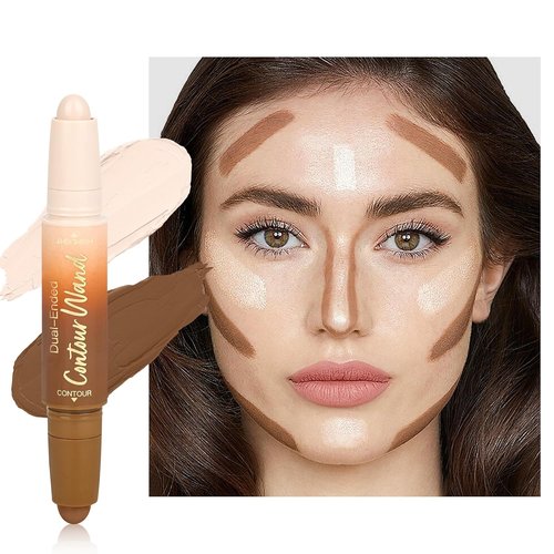 Skiennix Contour Highlighter Stick - 2-in-1 Dual-Ended Bronzer & Highlighter for Easy Makeup Application | Neutral Nude + Beige