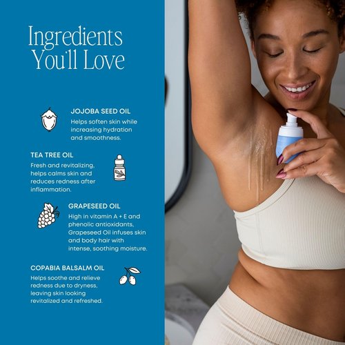 Bushbalm Ingrown Hair Roller Rescue And Nude Oil Bundle - Includes AHA & BHA - Exfoliating, Soothing, Cooling for Intimate Areas, Underarms - Helps With Razor Bumps and Ingrown Hairs, Blue