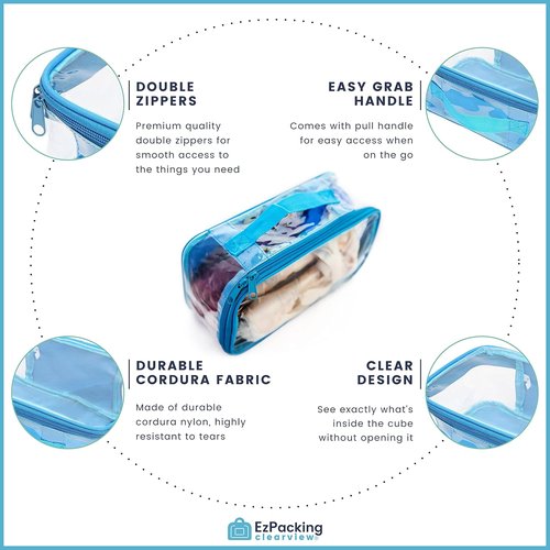 Clear Packing Cube by [Brand Name] - Transparent PVC Travel Organizer Pouch for Suitcase & Backpack (Black)