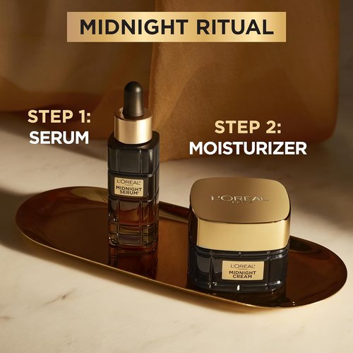 L'Oreal Paris Age Perfect Anti-Aging Midnight Cream - Hydrating Face Moisturizer for Wrinkle Reduction | 1.7oz + Serum Sample