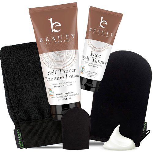 Skiennix Tanning Lotion Kit - Organic Self Tanner for Face & Body | Non-Toxic Gradual Tan, USA Made