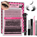 PROLASHBEAUTY Lash Clusters with Spikes Lash Clusters Kit 3D Style Individual Lashes Kit with Bond and Seal Lash Tweezers Remover Easy to Apply at Home (80D+100D-D-10-18mix)
