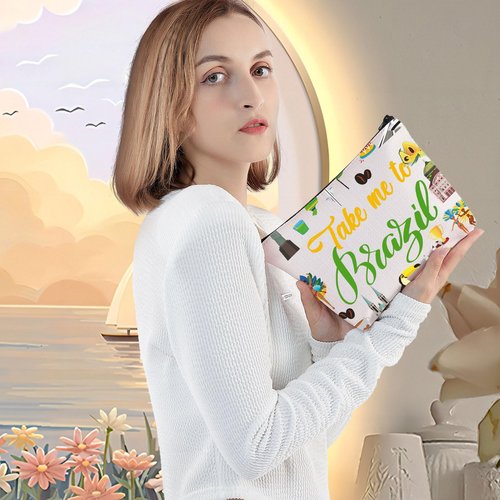 LEVLO Brazil Culture Travel Cosmetic Bag Brazil World Cup Souvenir Gift Take Me To Brazil Zipper Pouch Bag For Traveler (Take Me To Brazil)