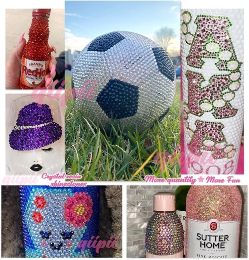 qiipii 6 Bags Colorful Rose & Pink Series Resin Rhinestones for Bedazzling Crafting 3mm 4mm 5mm Mix Flatback Stones Gems Diamonds for Nails Face Eyes Makeup DIY Crafts Tumblers Bottles Clothes Shoes