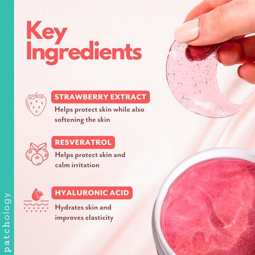Patchology Serve Chilled Rosé Eye Gels - Hydrating Eye Patches for Puffiness & Dark Circles | 15 Pairs