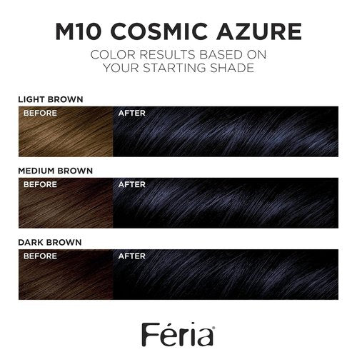 L’Oreal Paris Feria Midnight Bold Hair Dye - One-Step Permanent Color Kit for Dark Hair | Cosmic Azure