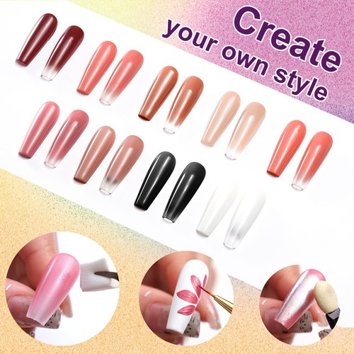 U-Shinein Gradient Painting Gel, 9 Colors Ombre Gel Nail Polish Include Almond Nude Black&White Sponging for Pigment Pat Kit Aura Nails, French Manicure DIY Terracotta Blush Set