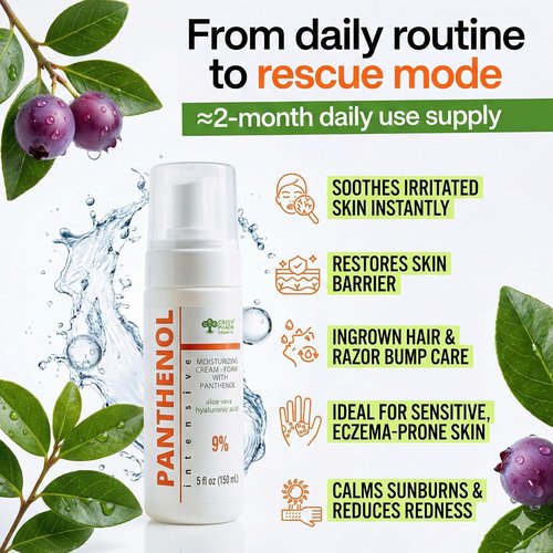 Regine Switzerland 9% Panthenol Foam - After Sun Redness Relief & Barrier Repair | Aloe & Hyaluronic Acid | Safe for Baby & Sensitive Skin