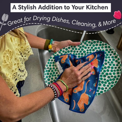 Double-Sided Microfiber Washcloths Waffle Weave – 12x12 Inch, Super Absorbent, Lint-Free, Fast Drying Kitchen Washcloths for Cleaning, Washing Dishes, Cars & More – Durable & Soft - Monkey Business