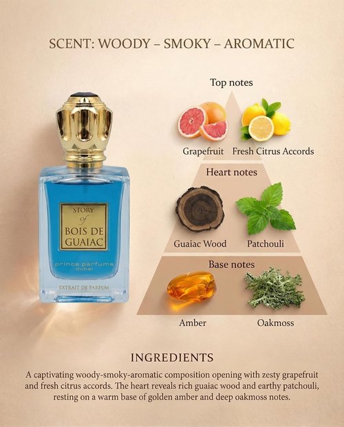 Prince Parfums Dubai - Bois De Guaiac Extrait de Parfum for Men - 3.4 Ounces | Luxurious Exotic Woods & Amber Scent