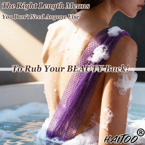African Net Sponge Authentic, 3 Pieces African Exfoliating Net Sponge Body Back Scrubber Exfoliating Washcloth for Shower Bath for All Types Skin (Purple+Pink+Olive Green, 3 Pcs)