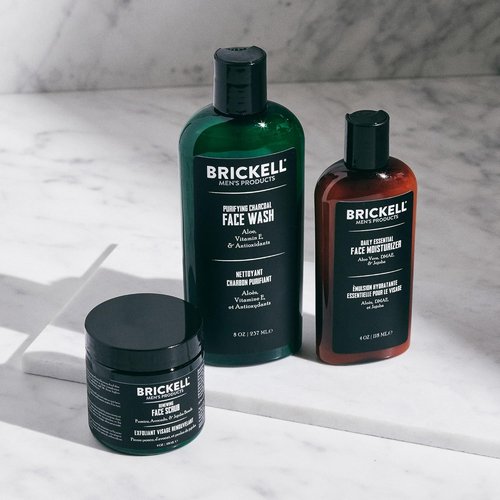 Brickell Men's Activated Charcoal Facial Cleanser & Moisturizer - Daily Advanced Face Care Routine