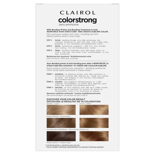 Clairol ColorStrong Permanent Hair Dye - Ammonia-Free, 100% Gray Coverage, 8.0 Medium Blonde | Pack of 1