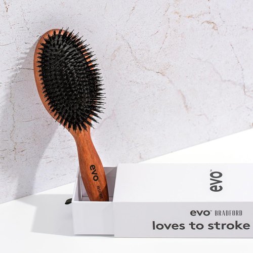 Evo Bradford Boar Bristle Hair Brush - Detangles & Smooths Frizzy, Long, Wavy, Thick, Curly Hair