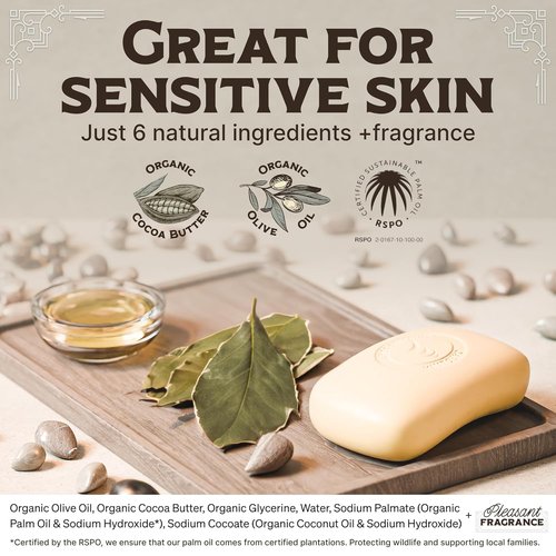 Carolina Castile Body Wash Bar Soap - Long-Lasting Natural Formula for Sensitive Skin | Vegan Bay Rum Scent, 5 oz