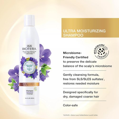 Biotera Ultra Moisturizing Shampoo - Hydrates Dry, Damaged Hair | Vegan, Paraben & Sulfate Free | Color-Safe