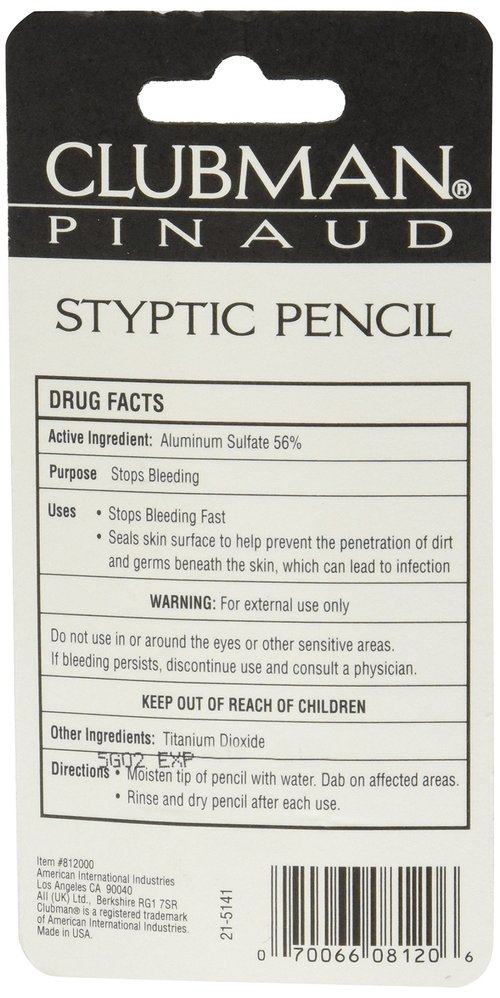 Clubman Pinaud Styptic Pencil Travel Size .33 oz (Pack of 3)