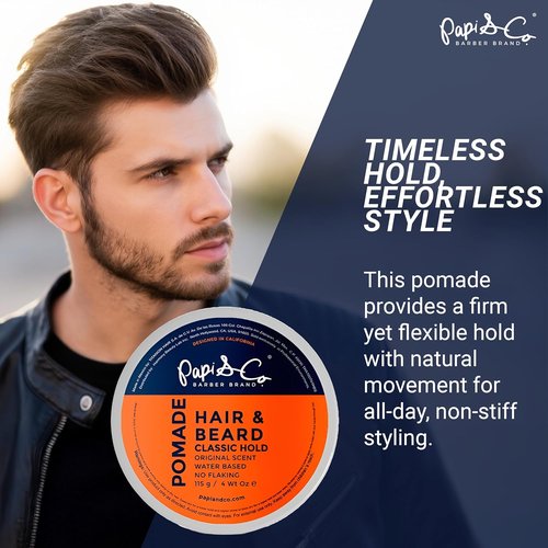 PAPI & CO. Men's Water-Based Pomade - Versatile Classic Hold Hair Product, No Residue, 115g