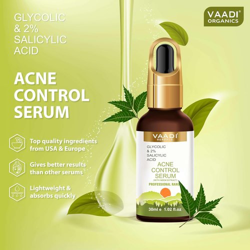 Skiennix Anti-Acne Face Serum - Glycolic & 2% Salicylic Acid, 30ml for Clear Skin