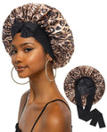 Extra Large Satin Bonnet for Sleeping Jumbo Silk Bonnet Double Layer Hair Bonnet for Women with Elastic Tie Band Sleep Wrap for Braids Curly Hair