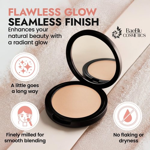 Organic Highlighter Makeup Powder, Diamond Dust - Talc-Free, Lightweight & Vegan Shimmer Highlighter for Radiance on Face, Body & Collarbone - No Paraben, Cruelty-Free, Made in USA