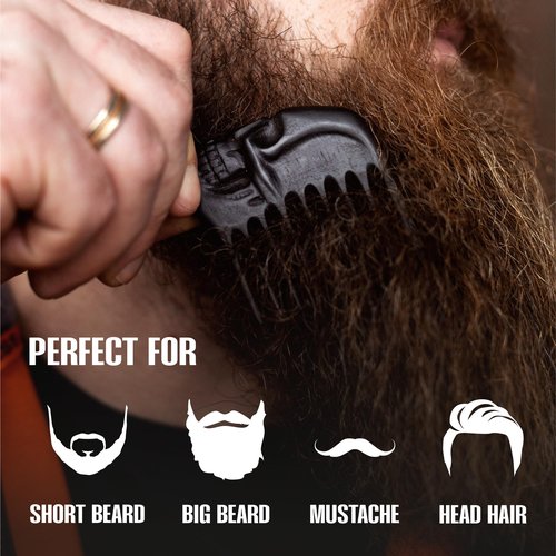 Handmade Wooden Beard Comb for Men Eco-Friendly Natural Wood Anti-Static Beard Grooming Tool Perfect for Styling Detangling & Shaping Gentle on Beard & Skin Sustainable Gift Idea (Thermograb Skull)