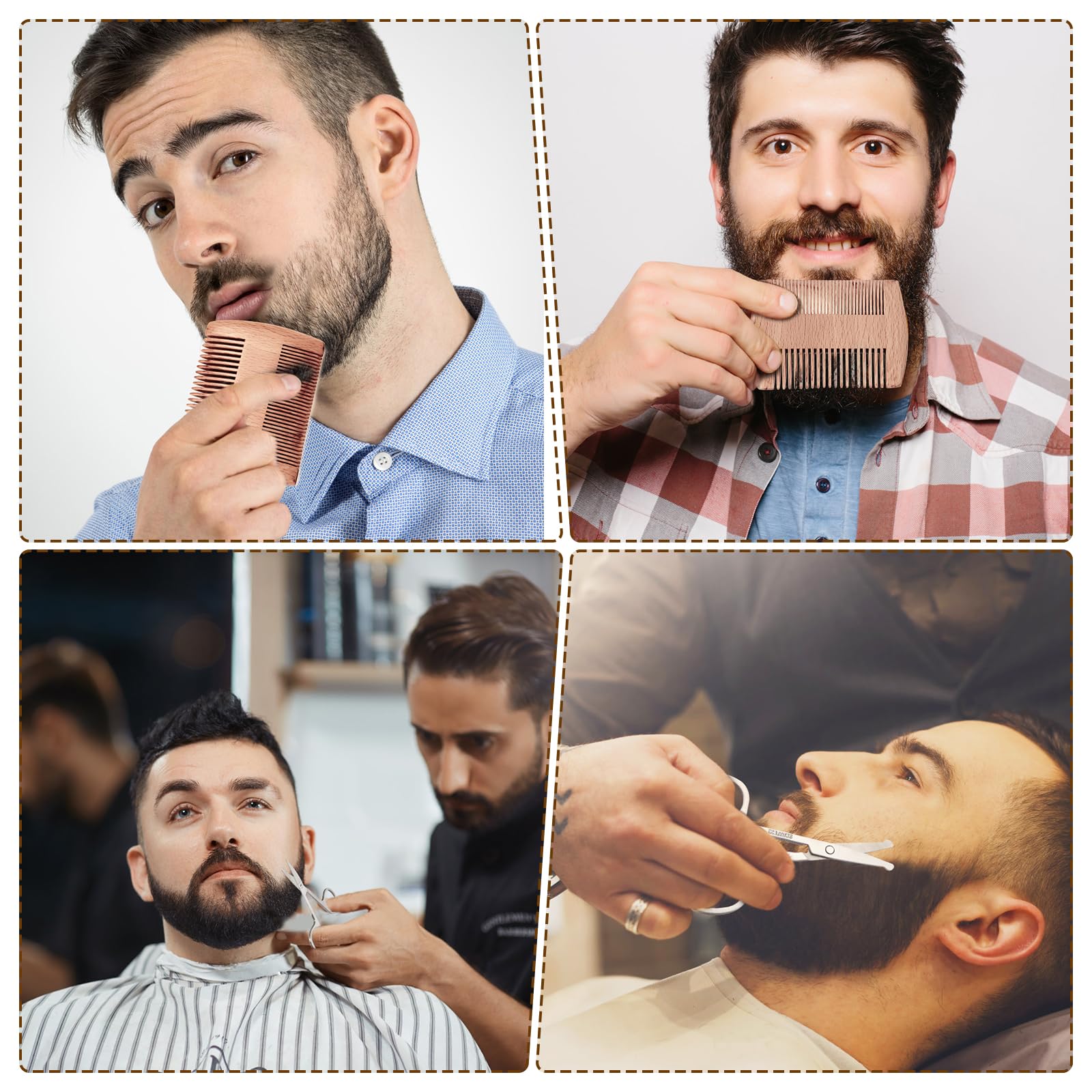 Walnut Wood Grooming Set for Men: Boar Bristle Brush, Beard Comb, Mustache Scissors, and Travel Bag
