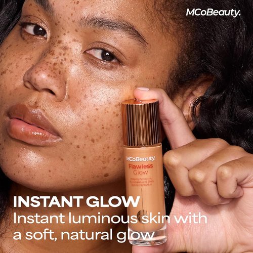 MCoBeauty Flawless Glow Luminous Skin Filter - 4-in-1 Primer & Highlighter - Dewy Tint Face Makeup with Squalane & Vitamin E - Vegan & Cruelty Free