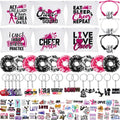 Amylove 149 Pcs Gift for Cheerleader Cheer Gifts Bulk Cheer Makeup Bag & Keychain & Scrunchies & Bracelet & Waterproof Stickers, Team Spirit Party Favors for Cheerleader Gifts