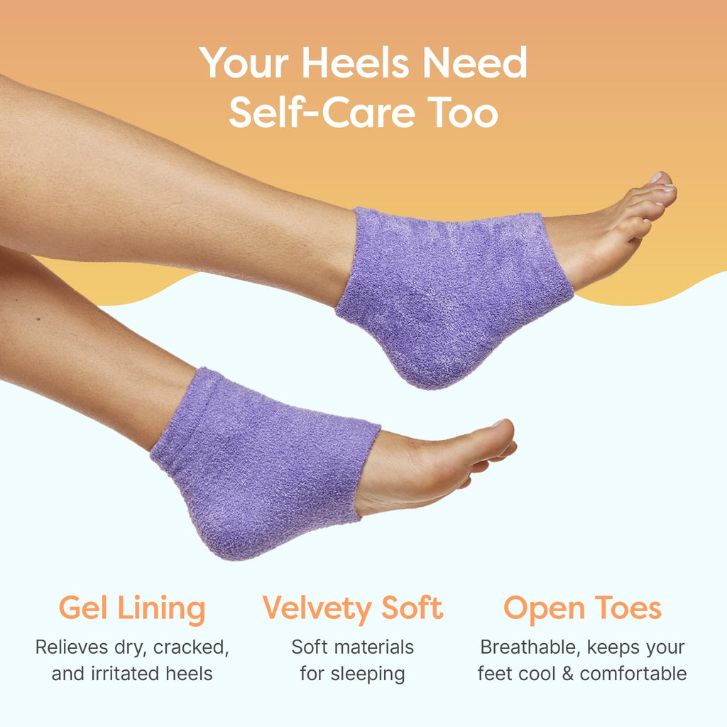 ZenToes Moisturizing Socks for Cracked Heel Treatment, Vitamin E, Olive Oil and Jojoba Oil Infused Heel Socks, Spa Gifts for Women, Relaxation Gifts for Women (Fuzzy Lilac Purple, Regular)