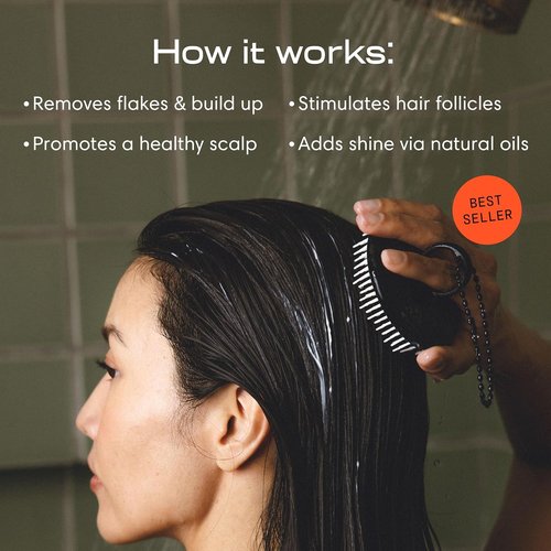 Jupiter Scalp Exfoliator - Ergonomic Scalp Massager & Dandruff Comb - Black/White Design for Healthy Hair