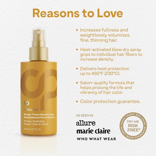 Colorproof Biorepair Blow Dry Spray - Volumizing Hair Prep for Fine, Thinning Hair | 6.7 Fl. Oz.
