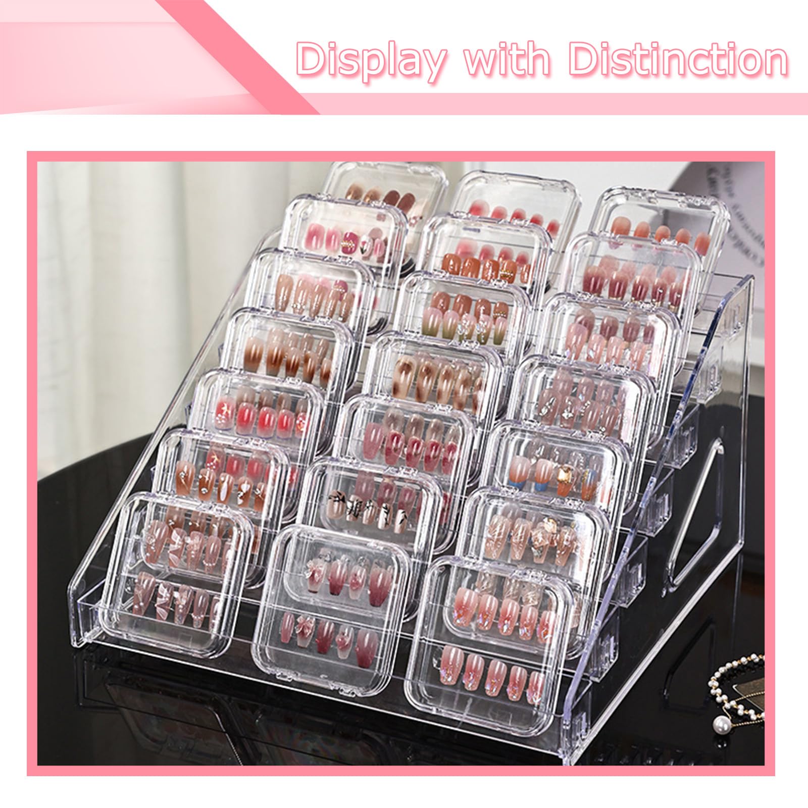 YANMAKE 7-Tier Nail Polish Organizer Rack, 2 Pack Storage Holder Stand for Sunglass Organizer, Greeting Card, Postcard Storage Shelf