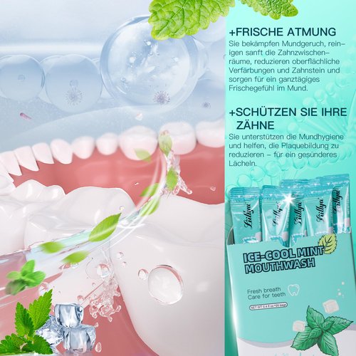 Liillya Mouthwash Travel Size, Individual Mini Mouthwash Alcohol Free, Cool Mint for Fresh Breath, Oral Care, Teeth & Gum Health, TSA Compliant, Portable Packets to Go, 0.41 Fl Oz x 20 Packs