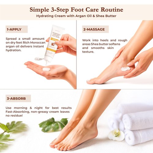 Regine Switzerland Foot Cream - Hydrating Moisturizer with Argan Oil & Shea Butter for Dry Cracked Heels | Fast-Absorbing, Non-Sticky Care