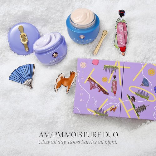 TATCHA AM + PM Moisture Duo - Holiday Gift Set with Dewy Skin Cream & Indigo Overnight Serum